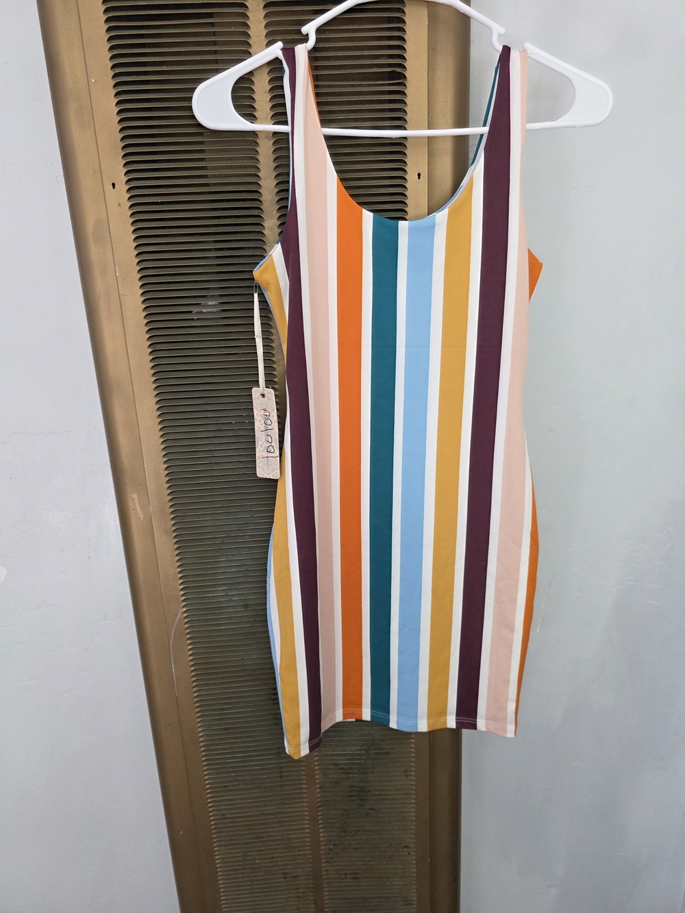 iris Striped Mini Dress - Teal, Mustard, Rust & Cream